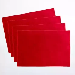 Kirklands Home Velvet Christmas Placemats, Set of 4 Red Discount