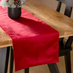 Kirklands Home Velvet Christmas Table Runner, 90 in. Red New