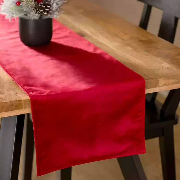 Kirklands Home Velvet Christmas Table Runner, 90 in. Red New