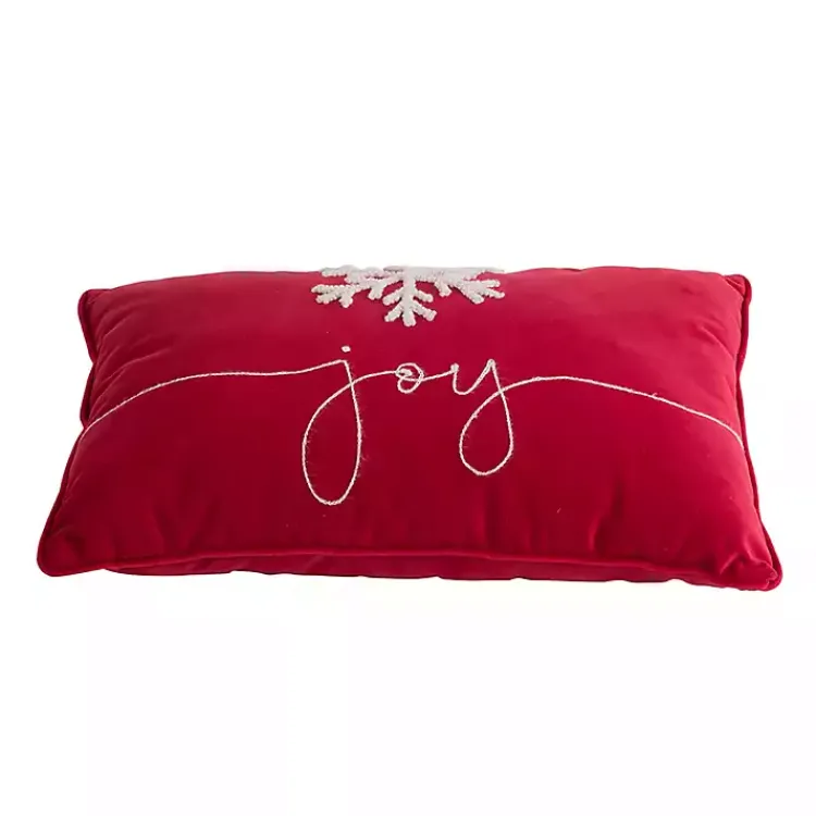 Christmas Pillows>Kirklands Home Red Velvet Joy Snowflake Lumbar Pillow