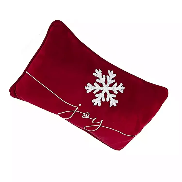 Christmas Pillows>Kirklands Home Red Velvet Joy Snowflake Lumbar Pillow