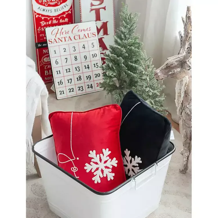 Christmas Pillows>Kirklands Home Red Velvet Joy Snowflake Lumbar Pillow