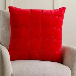 Pillows>Kirklands Home Velvet Quilted Pillow, 22 in. Red