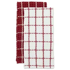 Kirklands Home Windowpane Oversized Dish Towels, Set of 2 Red Sale