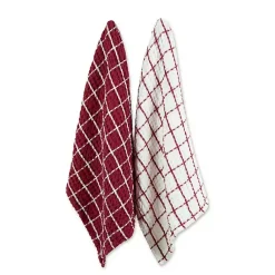 Kirklands Home Windowpane Oversized Dish Towels, Set of 2 Red Sale