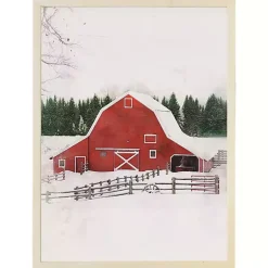 Christmas Art & Wall Decor>Kirklands Home Red Winter Barn Framed Art Print