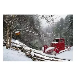 Christmas Art & Wall Decor>Kirklands Home Red Winter Truck Canvas Art Print