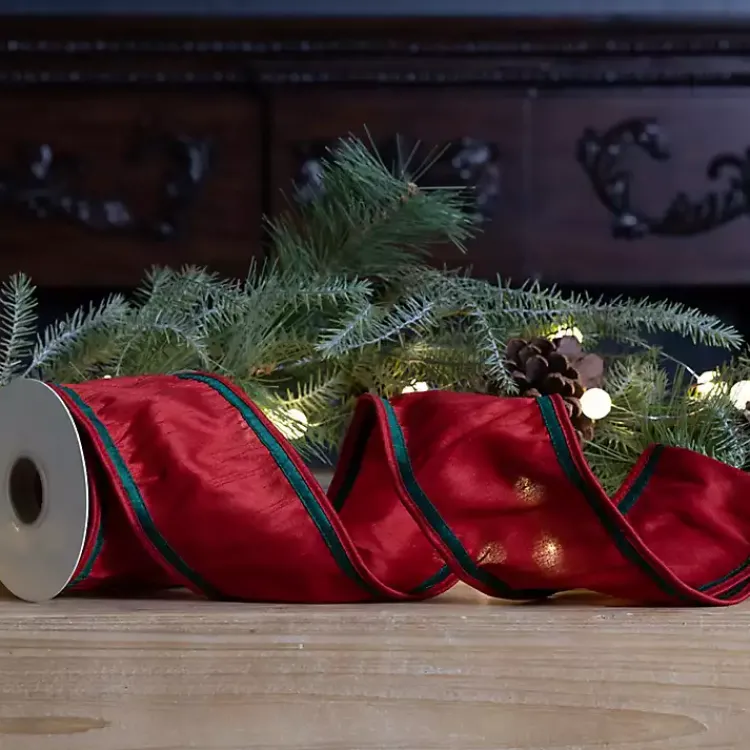 Christmas Decorations>Kirklands Home Red with Green Trim 5 yard Christmas Ribbon