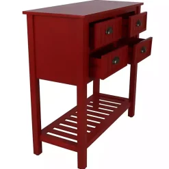Kirklands Home Wood 4-Drawer Console Table Red Online