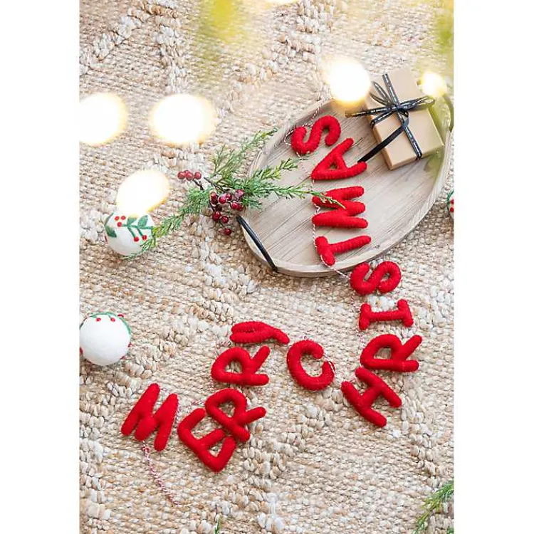 Christmas Art & Wall Decor>Kirklands Home Wool Merry Christmas Banner Red