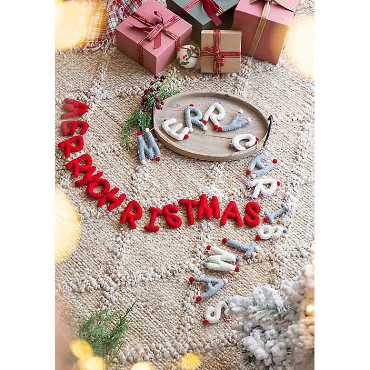 Christmas Art & Wall Decor>Kirklands Home Wool Merry Christmas Banner Red
