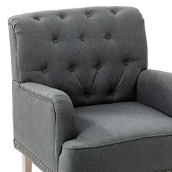 Kirklands Home Reginald Charcoal Button Tufted Armchair Gray Hot