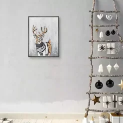 Christmas Art & Wall Decor>Kirklands Home Reindeer in a Sweater Framed Canvas Art Print
