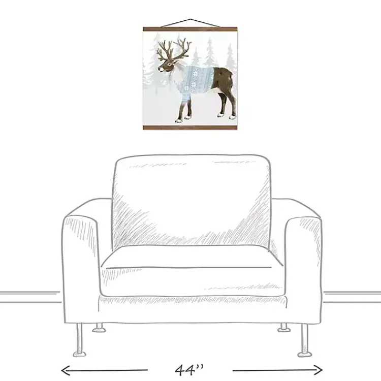 Christmas Art & Wall Decor>Kirklands Home Reindeer in Blue Sweater Hanging Canvas Art Print