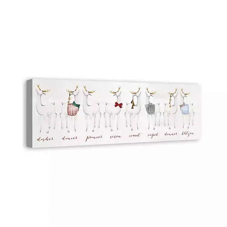 Christmas Art & Wall Decor>Kirklands Home Reindeer Lineup Canvas Art Print White