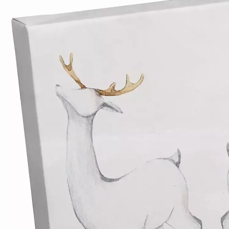 Christmas Art & Wall Decor>Kirklands Home Reindeer Lineup Canvas Art Print White