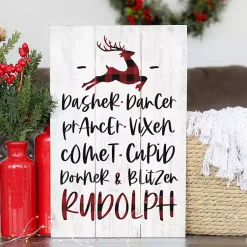 Christmas Art & Wall Decor>Kirklands Home Reindeer List Wood Wall Plaque