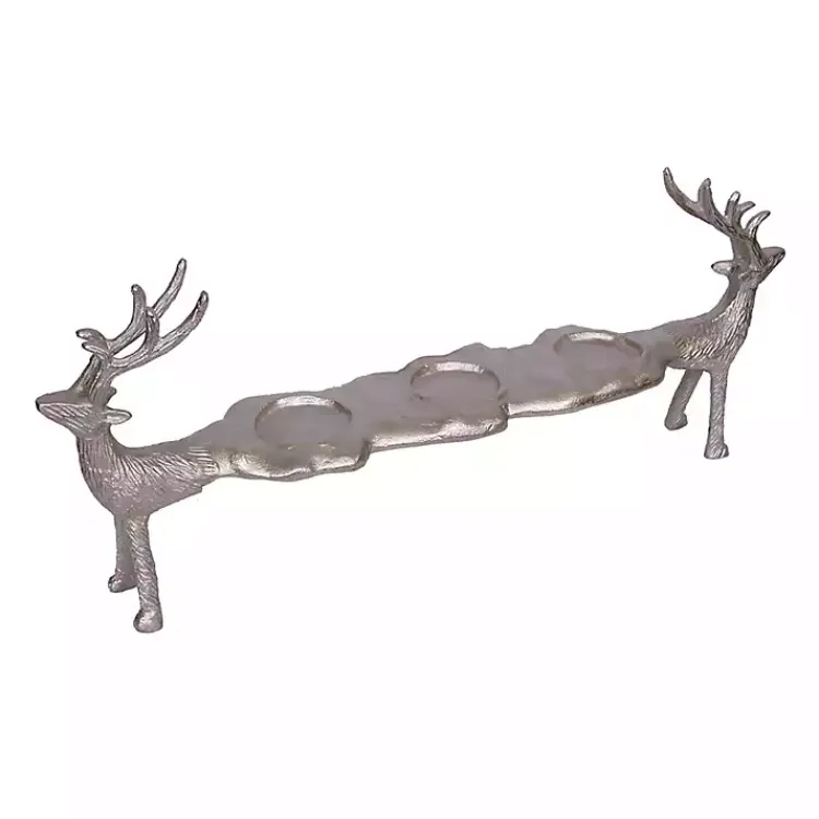 Christmas Decorations>Kirklands Home Reindeer 3-Opening Votive Candle Holder Silver