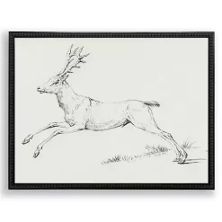 Christmas Art & Wall Decor>Kirklands Home Reindeer Sketch Framed Art Print White