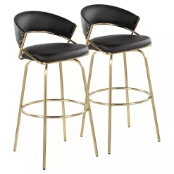 Kirklands Home Remy & Gold Swivel Bar Stools, Set of 2 Black Clearance