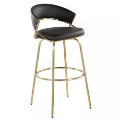 Kirklands Home Remy & Gold Swivel Bar Stools, Set of 2 Black Clearance