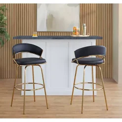 Kirklands Home Remy & Gold Swivel Bar Stools, Set of 2 Black Clearance