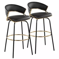 Kirklands Home Remy Swivel Bar Stools, Set of 2 Black