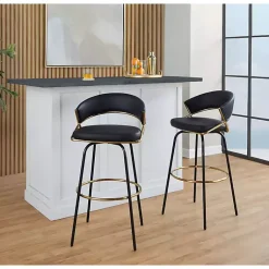 Kirklands Home Remy Swivel Bar Stools, Set of 2 Black