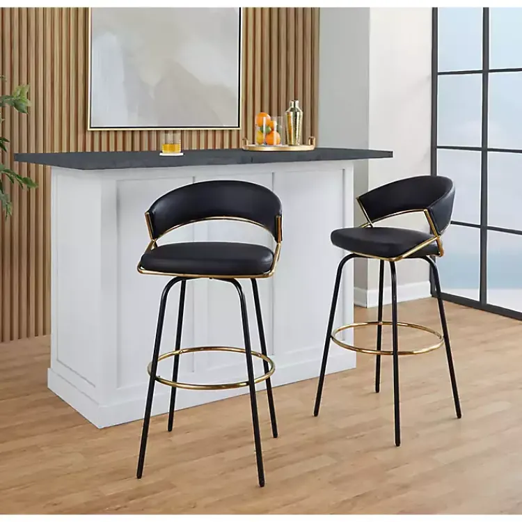 Kirklands Home Remy Swivel Bar Stools, Set of 2 Black