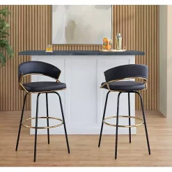 Kirklands Home Remy Swivel Bar Stools, Set of 2 Black