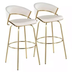 Kirklands Home Remy White & Gold Swivel Bar Stools, Set of 2 Black Hot