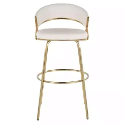 Kirklands Home Remy White & Gold Swivel Bar Stools, Set of 2 Black Hot