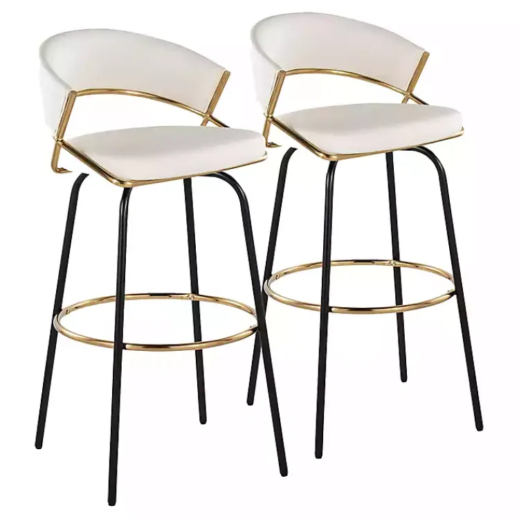 Kirklands Home Remy Swivel Bar Stools, Set of 2 White Hot