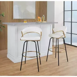Kirklands Home Remy Swivel Bar Stools, Set of 2 White Hot