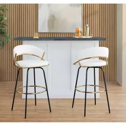 Kirklands Home Remy Swivel Bar Stools, Set of 2 White Hot