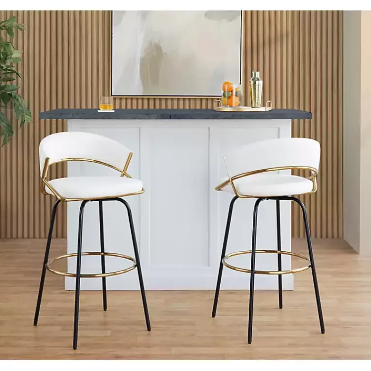Kirklands Home Remy Swivel Bar Stools, Set of 2 White Hot
