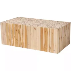Kirklands Home Repurposed Wood Logs Recgle Coffee Table Tan Clearance