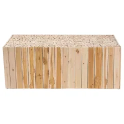 Kirklands Home Repurposed Wood Logs Recgle Coffee Table Tan Clearance
