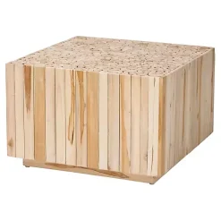 Kirklands Home Repurposed Wood Logs Square Coffee Table Tan Discount