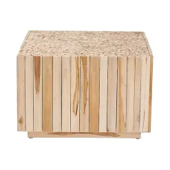 Kirklands Home Repurposed Wood Logs Square Coffee Table Tan Discount