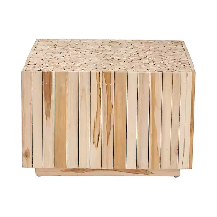 Kirklands Home Repurposed Wood Logs Square Coffee Table Tan Discount