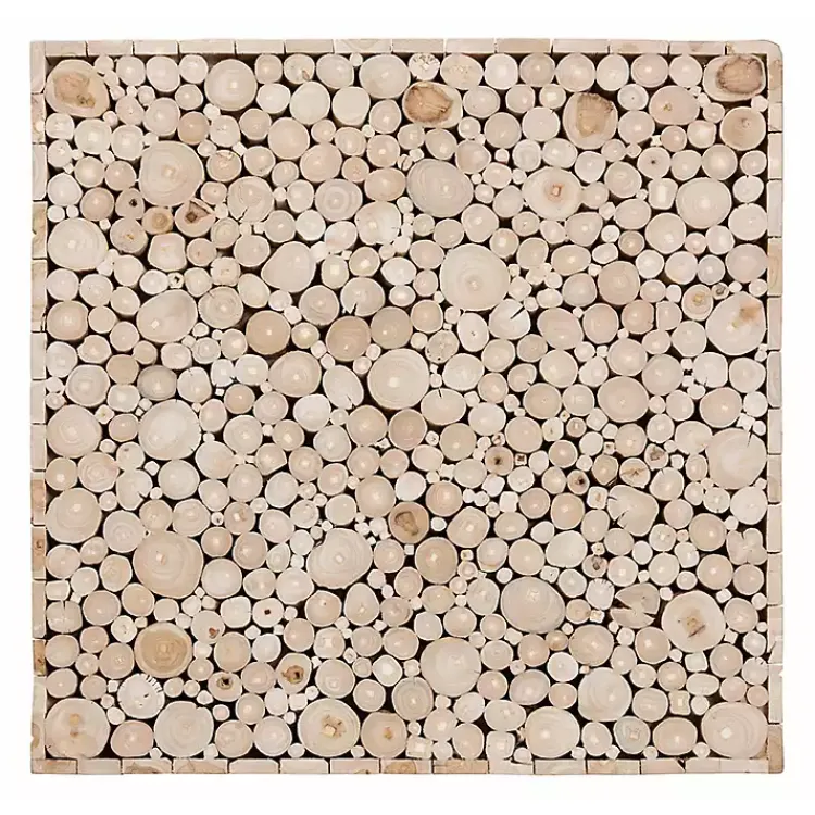 Kirklands Home Repurposed Wood Logs Square Coffee Table Tan Discount