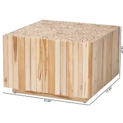 Kirklands Home Repurposed Wood Logs Square Coffee Table Tan Discount