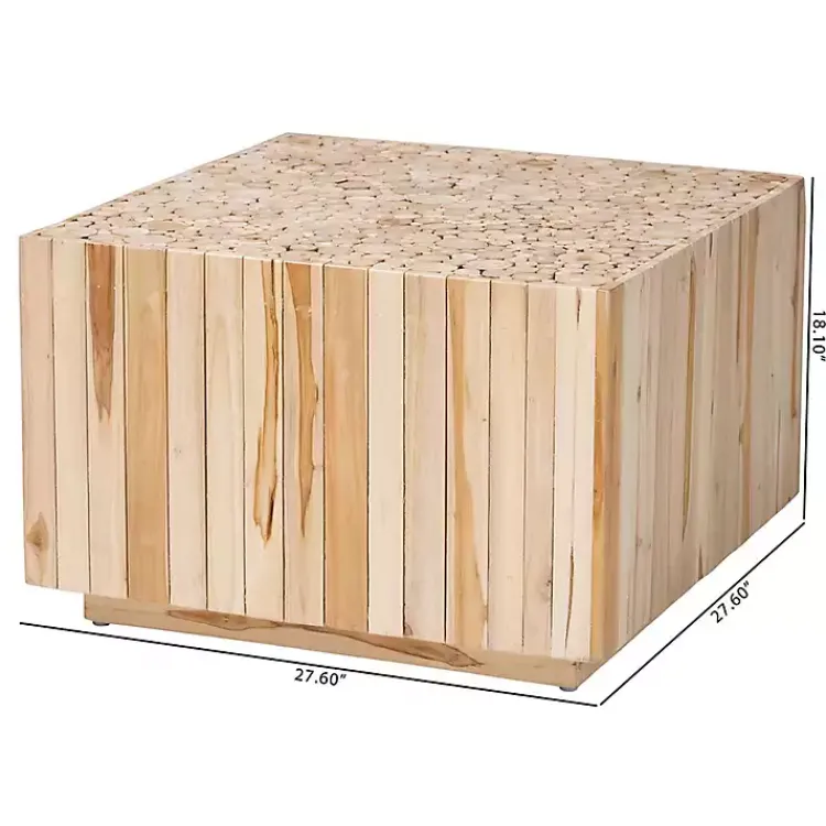 Kirklands Home Repurposed Wood Logs Square Coffee Table Tan Discount