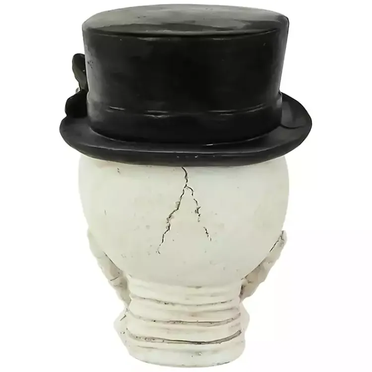 Halloween>Kirklands Home Resting Skull in a Top Hat Halloween Decoration