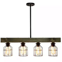 Kirklands Home Restored Wood 4-Light Pendant Light