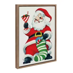 Christmas Art & Wall Decor>Kirklands Home Retro Santa with Martini Framed Canvas Art Print