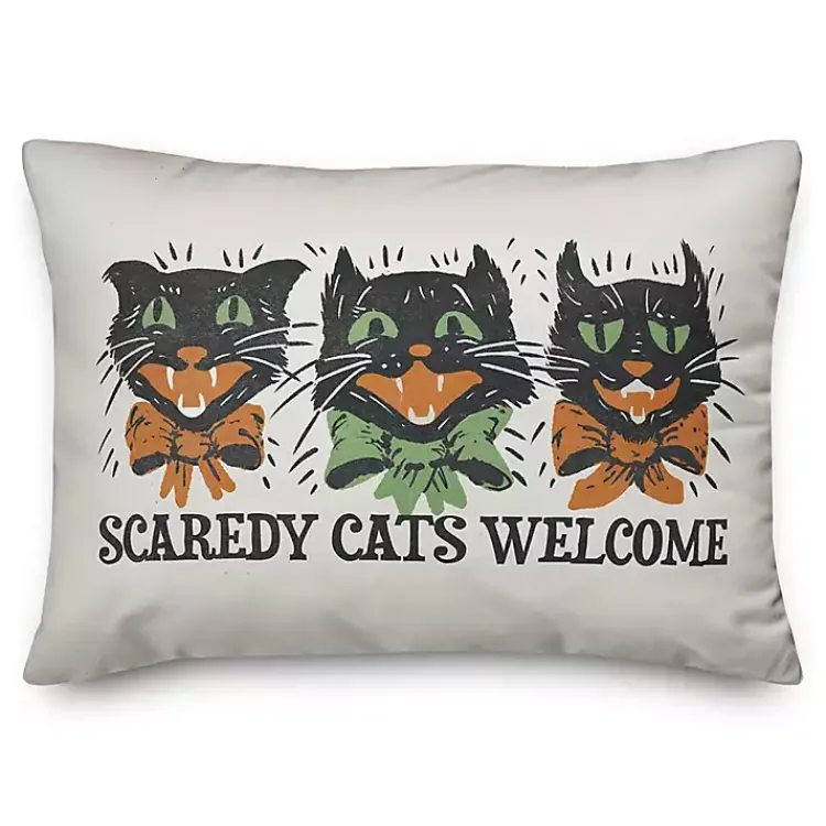 Halloween>Kirklands Home Retro Scaredy Cats Welcome Outdoor Accent Pillow