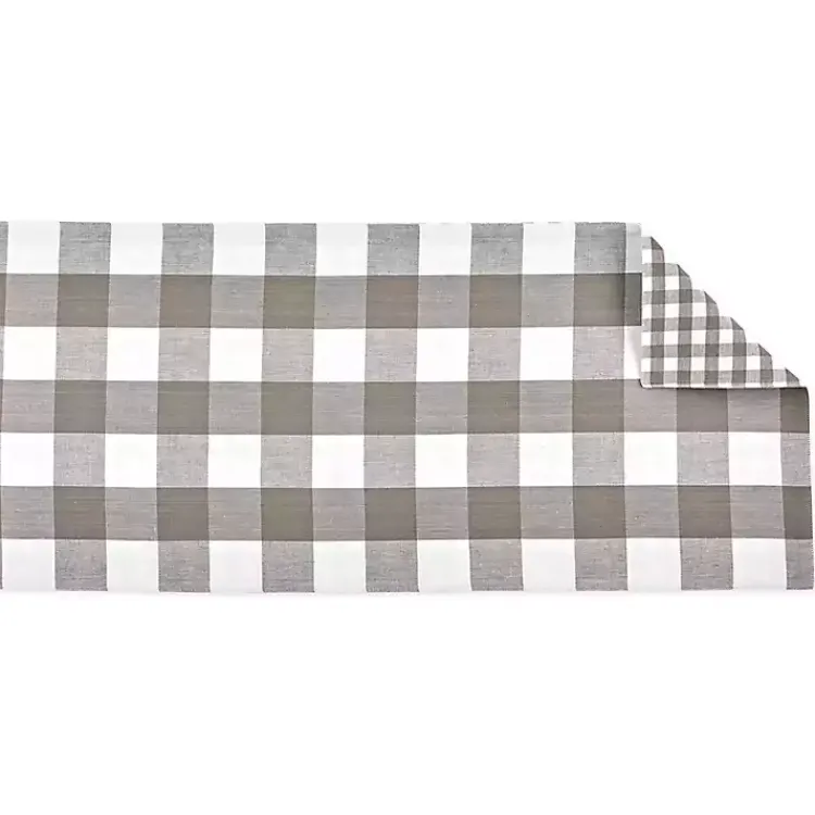 Kirklands Home Reversible Gray and White Table Runner, 14x108 New