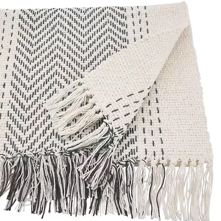 Kirklands Home Rich Gray Kantha Stitch Table Runner Best